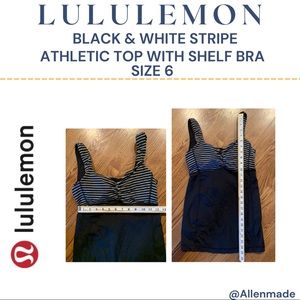 Price ⬇️ Lululemon Size 6 Black and white Stripe Athletic Tank with shelf bra